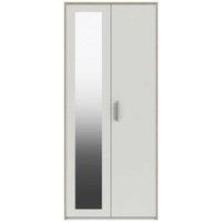 One Call Calais 2 Door Wardrobe With Mirror Ready Assembled White With Oak Edging, White