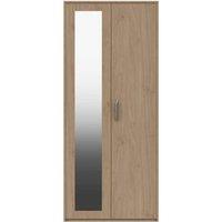 One Call Calais 2 Door Wardrobe With Mirror Ready Assembled Oak, Brown
