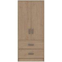 One Call Calais 2 Door Combi Wardrobe Ready Assembled Oak, Brown