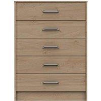 One Call Calais 5 Drawer Chest Ready Assembled Oak, Brown
