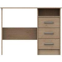 One Call Calais 3 Drawer Dressing Table Desk Ready Assembled Oak, Brown