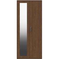 One Call Calais 2 Door Wardrobe With Mirror Ready Assembled Walnut, Brown
