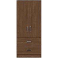 One Call Calais 2 Door Combi Wardrobe Ready Assembled Walnut, Brown