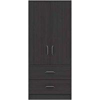 One Call Calais 2 Door Combi Wardrobe Ready Assembled Anthracite Oak, Black