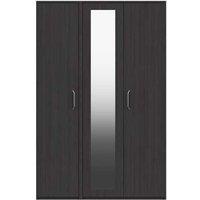 One Call Calais 3 Door Wardrobe With Mirror Ready Assembled Anthracite Oak, Black