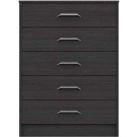 One Call Calais 5 Drawer Chest Ready Assembled Anthracite Oak, Black