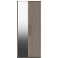 One Call Reims 2 Door Wardrobe With Mirror Ready Assembled Beige Grey Oak, Brown