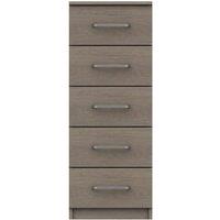 One Call Reims 5 Drawer Tallboy Chest Ready Assembled Beige Grey Oak, Brown