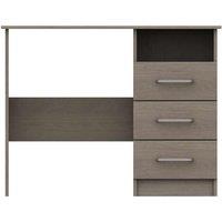 One Call Reims 3 Drawer Dressing Table Desk Ready Assembled Beige Grey Oak, Brown