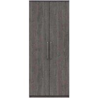 One Call Reims 2 Door Wardrobe Ready Assembled Dark Grey Oak, Grey