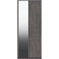 One Call Reims 2 Door Wardrobe With Mirror Ready Assembled Dark Grey Oak, Grey