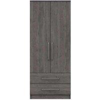 One Call Reims 2 Door Combi Wardrobe Ready Assembled Dark Grey Oak, Grey