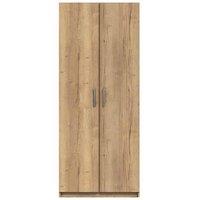 One Call Nimes 2 Door Wardrobe Ready Assembled Natural Rustic Oak, Brown