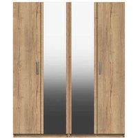 One Call Nimes 4 Door Wardrobe With 2 Mirrors Ready Assembled Natural Rustic Oak, Brown