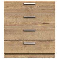One Call Nimes 4 Drawer Chest Ready Assembled Natural Rustic Oak, Brown