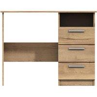 One Call Nimes 3 Drawer Dressing Table Desk Ready Assembled Natural Rustic Oak, Brown