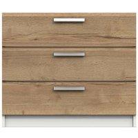 One Call Nimes 3 Drawer Chest Ready Assembled White Natural Rustic Oak, Brown