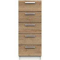 One Call Nimes 5 Drawer Tallboy Chest Ready Assembled White Natural Rustic Oak, Brown