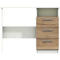 One Call Nimes 3 Drawer Dressing Table Desk Ready Assembled White Natural Rustic Oak, Brown