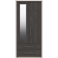 One Call Toulouse 2 Door Combi Wardrobe With Mirror Ready Assembled Fired Earth Anthracite Larch, Brown