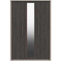 One Call Toulouse 3 Door Wardrobe With Mirror Ready Assembled Fired Earth Anthracite Larch, Brown