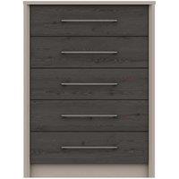 One Call Toulouse 5 Drawer Chest Ready Assembled Fired Earth Anthracite Larch, Brown