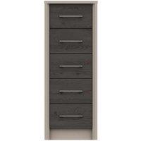One Call Toulouse 5 Drawer Tallboy Chest Ready Assembled Fired Earth Anthracite Larch, Brown