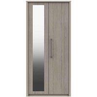 One Call Toulouse 2 Door Wardrobe With Mirror Ready Assembled Fired Earth Grey Oak, Grey
