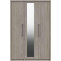 One Call Toulouse 3 Door Wardrobe With Mirror Ready Assembled Fired Earth Grey Oak, Grey