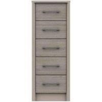 One Call Toulouse 5 Drawer Tallboy Chest Ready Assembled Fired Earth Grey Oak, Grey