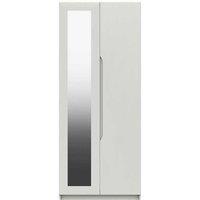 One Call Furniture Antibes 2 Door Wardrobe With Mirror Ready Assembled Gloss White, White