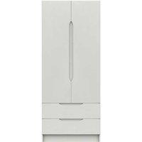 One Call Furniture Antibes 2 Door Combi Wardrobe Ready Assembled Gloss White, White
