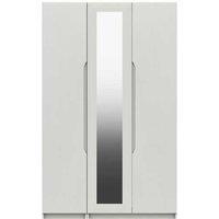 One Call Furniture Antibes 3 Door Wardrobe With Mirror Ready Assembled Gloss White, White