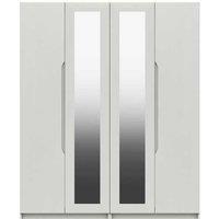 One Call Furniture Antibes 4 Door Wardrobe With Two Mirrors Ready Assembled Gloss White, White