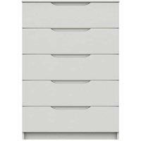 One Call Furniture Antibes 5 Drawer Chest Ready Assembled Gloss White, White