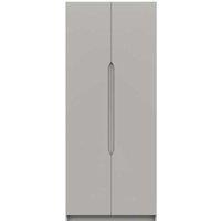 One Call Furniture Antibes 2 Door Wardrobe Ready Assembled Gloss Fronts Light Grey, Grey