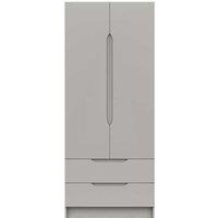 One Call Furniture Antibes 2 Door Combi Wardrobe Ready Assembled Gloss Fronts Light Grey, Grey