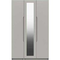One Call Furniture Antibes 3 Door Wardrobe With Mirror Ready Assembled Gloss Fronts Light Grey, Grey
