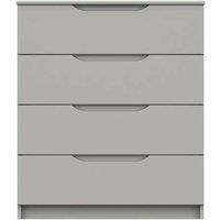 One Call Furniture Antibes 4 Drawer Chest Ready Assembled Gloss Fronts Light Grey, Grey