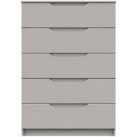 One Call Furniture Antibes 5 Drawer Chest Ready Assembled Gloss Fronts Light Grey, Grey