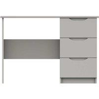 One Call Furniture Antibes 3 Drawer Dressing Table Desk Ready Assembled Gloss Fronts Light Grey, Grey