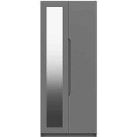 One Call Furniture Antibes 2 Door Wardrobe With Mirror Ready Assembled Gloss Dust Grey, Grey