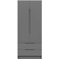 One Call Furniture Antibes 2 Door Combi Wardrobe Ready Assembled Gloss Dust Grey, Grey