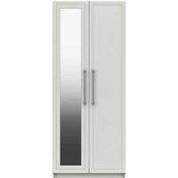 One Call Furniture Biarritz 2 Door Wardrobe With Mirror Ready Assembled Gloss White, White