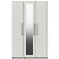 One Call Furniture Biarritz 3 Door Wardrobe With Mirror Ready Assembled Gloss White, White