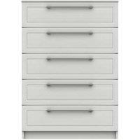 One Call Furniture Biarritz 5 Drawer Chest Ready Assembled Gloss White, White