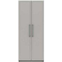 One Call Furniture Biarritz 2 Door Wardrobe Ready Assembled Gloss Fronts Light Grey, Grey