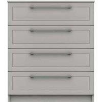 One Call Furniture Biarritz 4 Drawer Chest Ready Assembled Gloss Gloss Top And Fronts Light Grey, Grey