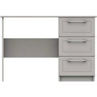 One Call Furniture Biarritz 3 Drawer Dressing Table Ready Assembled Gloss Gloss Top And Fronts Light Grey, Grey