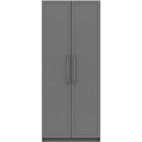 One Call Furniture Biarritz 2 Door Wardrobe Ready Assembled Gloss Dust Grey, Grey